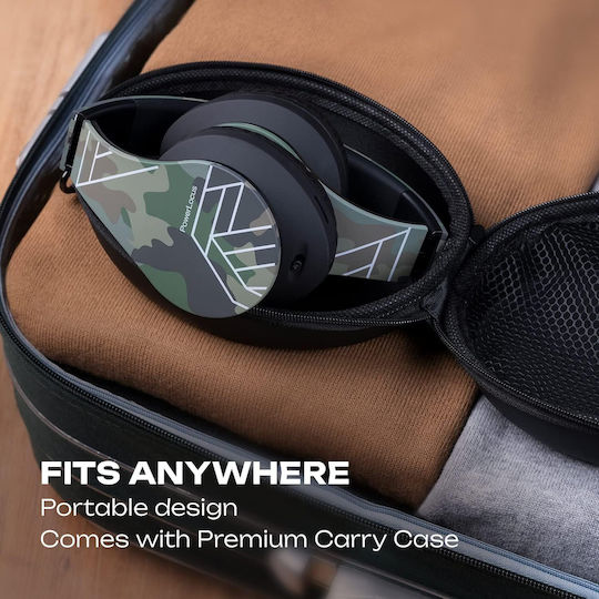 PowerLocus P2 Wireless / Wired Over Ear Headphones with Radio with 20 Hours Playing Time Camouflage
