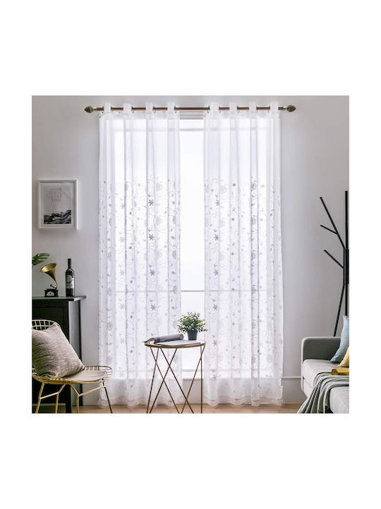 Miulee Κουρτίνα Παραθύρου με Τρουκς Gray 140x175εκ.