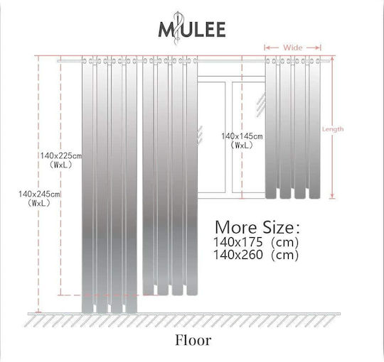 Miulee Пердета и Завеси Прозорец с Копчета Сив 140x175см