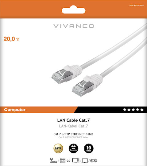 Vivanco U/UTP Cat.7 (10Gbps) Καλώδιο Δικτύου Ethernet 20m Λευκό