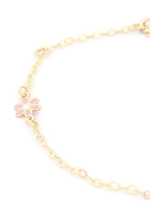 Kids Bracelet Made of 9K Gold with Flower