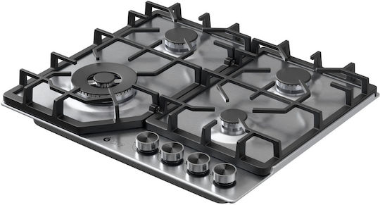 Thermogatz TGC 6014 IX Natural Gas Autonomous Cooktop Inox 58x50cm Silver