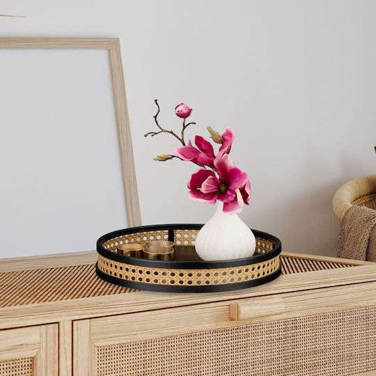 Relaxdays Tavă Decorativă Rattan Rotundă