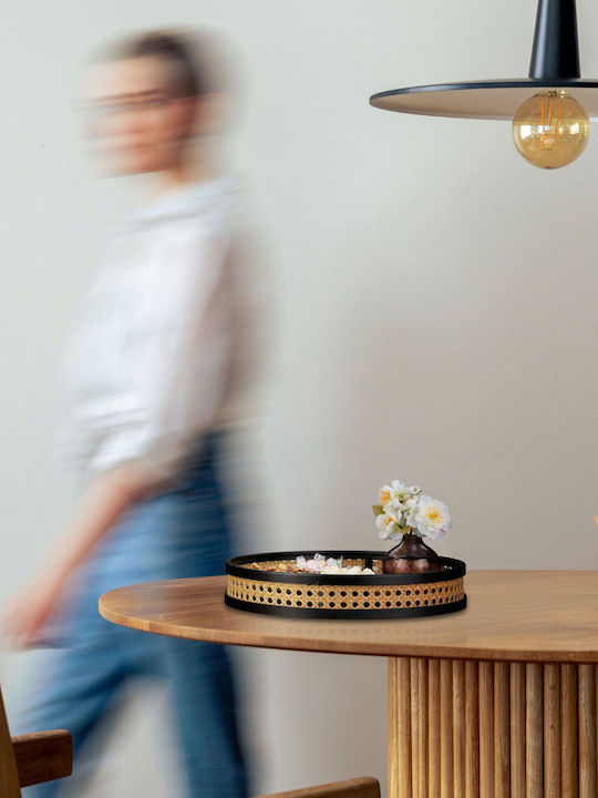 Relaxdays Tavă Decorativă Rattan Rotundă
