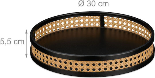 Relaxdays Tavă Decorativă Rattan Rotundă
