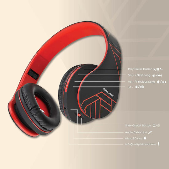 PowerLocus P2 Wireless / Wired Over Ear Headphones with Radio with 15 Hours Playing Time Black