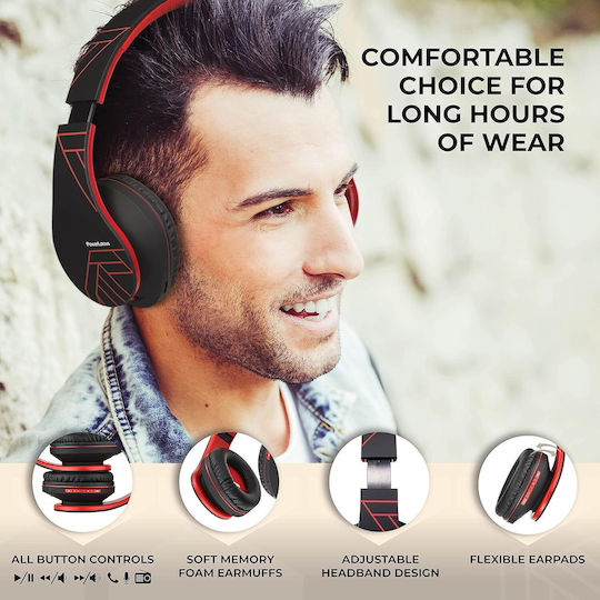 PowerLocus P2 Wireless / Wired Over Ear Headphones with Radio with 15 Hours Playing Time Black