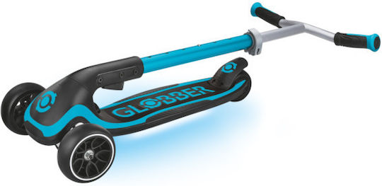 Globber Kinderroller Klappbar Ultimum Lights 3-Rad mit LED-Beleuchtung für 5+ Jahre Türkis