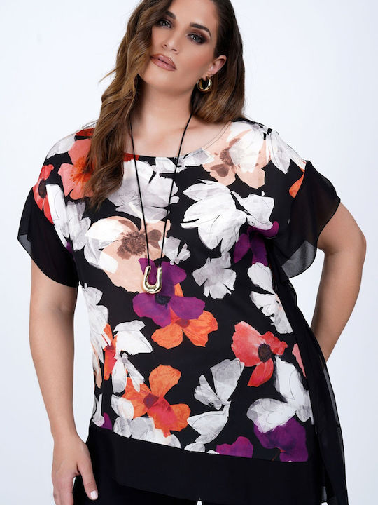 Women's Blouse with Mesh Floral