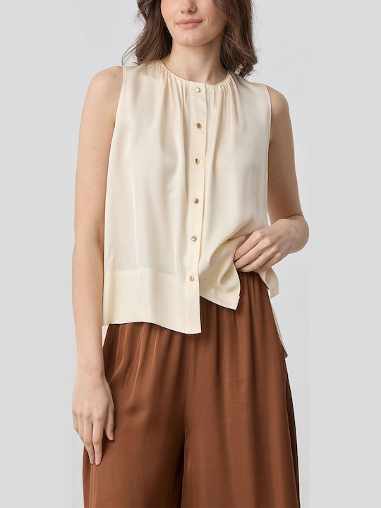Women's Sleeveless Ecru Blouse