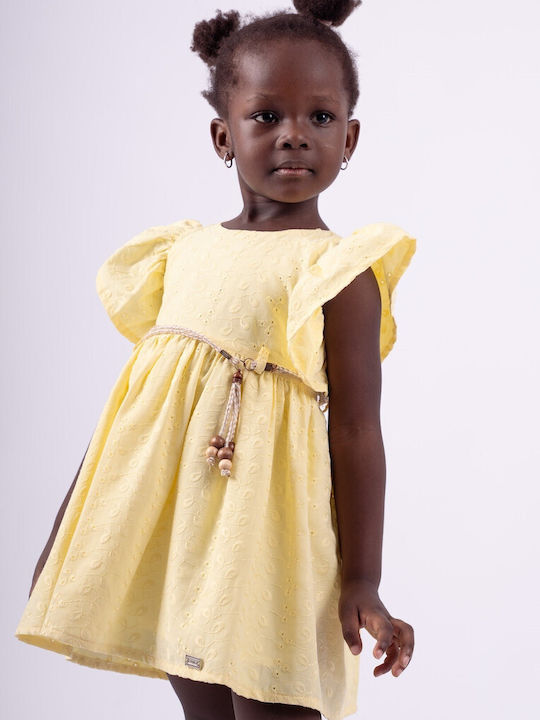 All Yellow Children's Dress Short Sleeve Set with Accessories Rose Yellow