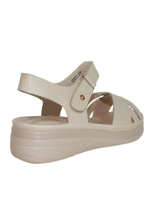 Γυναικεία Ανατομικά Σανδάλια Flatforms Λευκά
