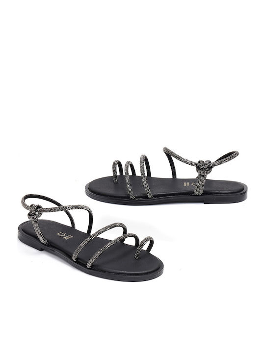 Leather Women's Flat Sandals Black