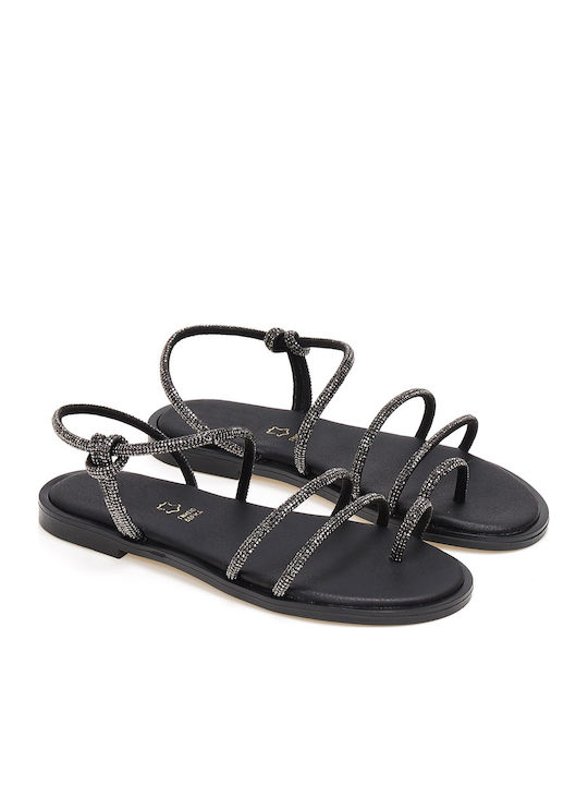 Leather Women's Flat Sandals Black