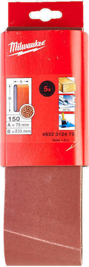Milwaukee Sand Paper K150 / K150 75x533mm Set 5 Pieces