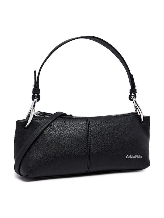 Leder Damen Schultertasche Schwarz