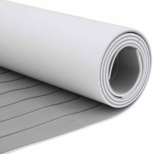 Boat Mat Striped Light Gray White 240 x 60 Cm Eva 42046775 Brown