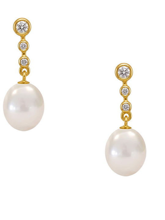 Ohrringe K18 Gold Diamanten Perlen Long S1252365