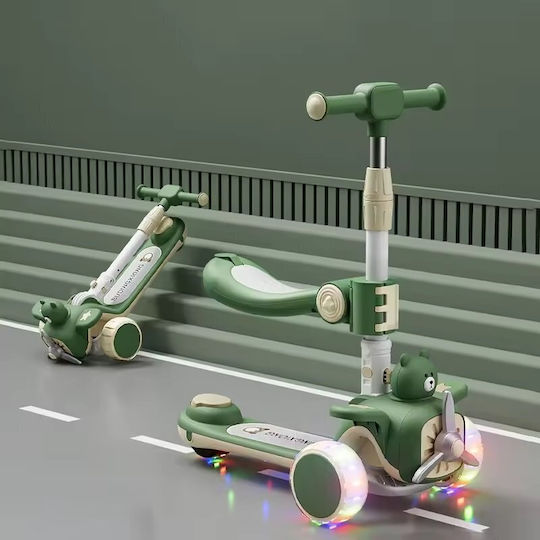 Scuter Copii Pliabil 3 Roți Cu Iluminare LED Pentru 3+ Ani Verde