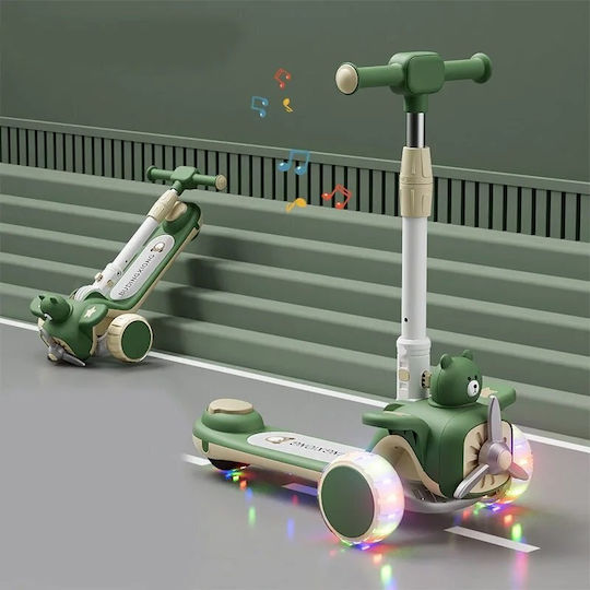 Scuter Copii Pliabil 3 Roți Cu Iluminare LED Pentru 3+ Ani Verde