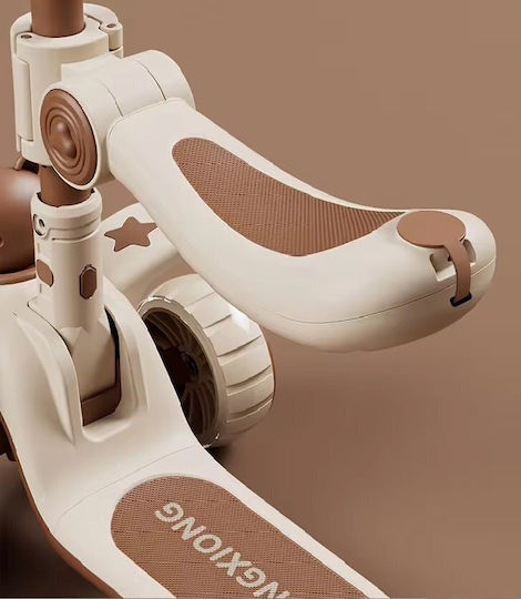 Kinderroller Klappbar 3-Rad mit Sitz für 3+ Jahre Braun