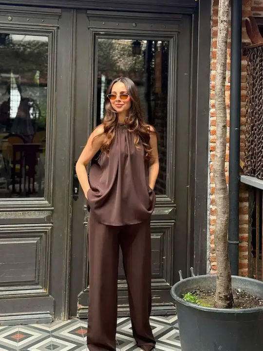 Women's Dark Brown Set with Trousers