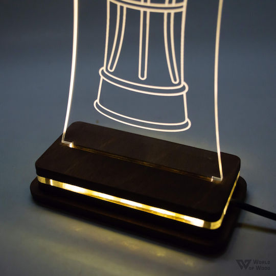 World of Wood Decorative Table Lamp Olympiakos Euroleague Cup LED 23x12cm