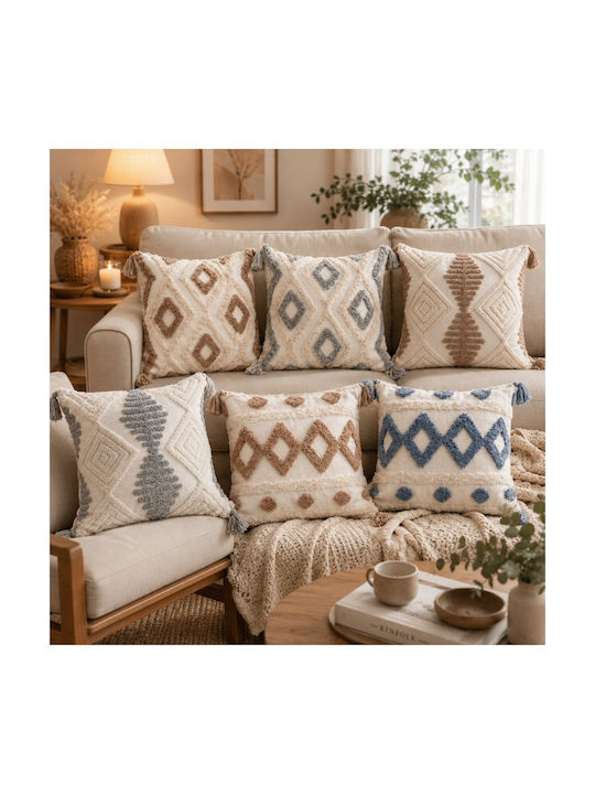 My Home Luxury Decorative Pillow Case Ecru/Grey 45x45cm