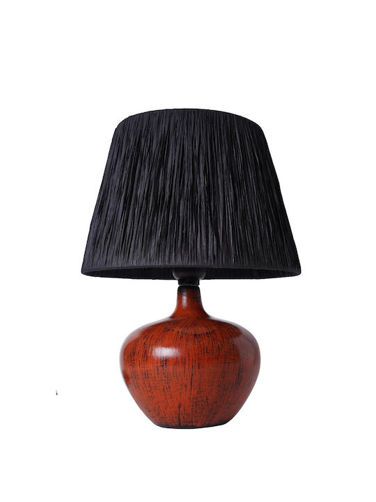 Ceramic Table Lamp Red Ceramic With Black Shade 30x40cm