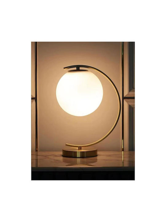 Luminastar Lampă de Masă din Sticlă pentru Soclu E27 cu Abajur Alb și Bază