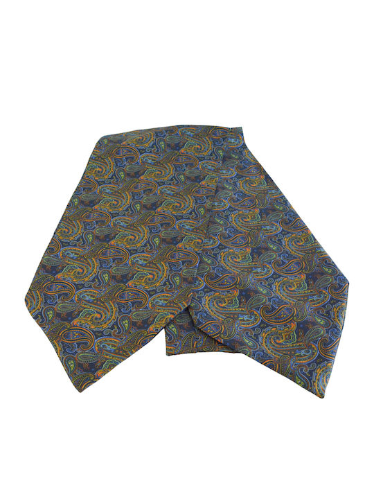 Ascot Men's Silk Tie with Printed Pattern in Navy Blue Color