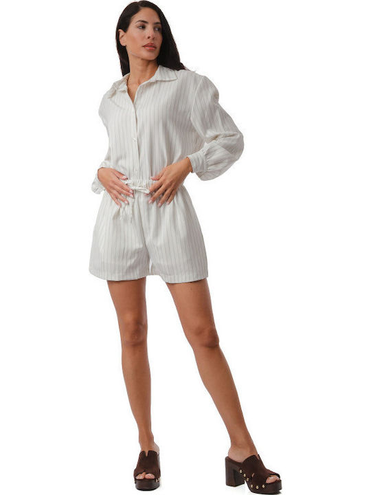 Damen-Shorts - Bermudas Weiß Set-26-0129-(wht)