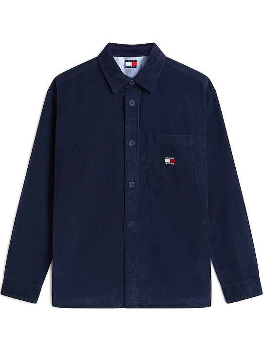 Long Sleeve Corduroy Shirt in Regular Fit Dark Blue