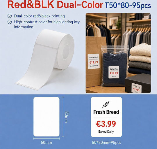 Niimbot 95 Self-Adhesive Label Rolls for Label Printer 50x80mm