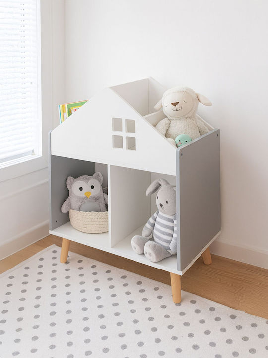 Relaxdays Sistem De Depozitare Jucării Din Lemn Gri 65.7x60x30cm