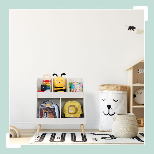 Relaxdays Toy Organizer Wooden White 66x60x30cm