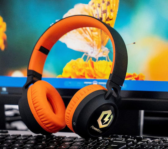 PowerLocus Buddy Ασύρματα / Ενσύρματα Παιδικά On Ear Ακουστικά με 15 ώρες Λειτουργίας Πορτοκαλί