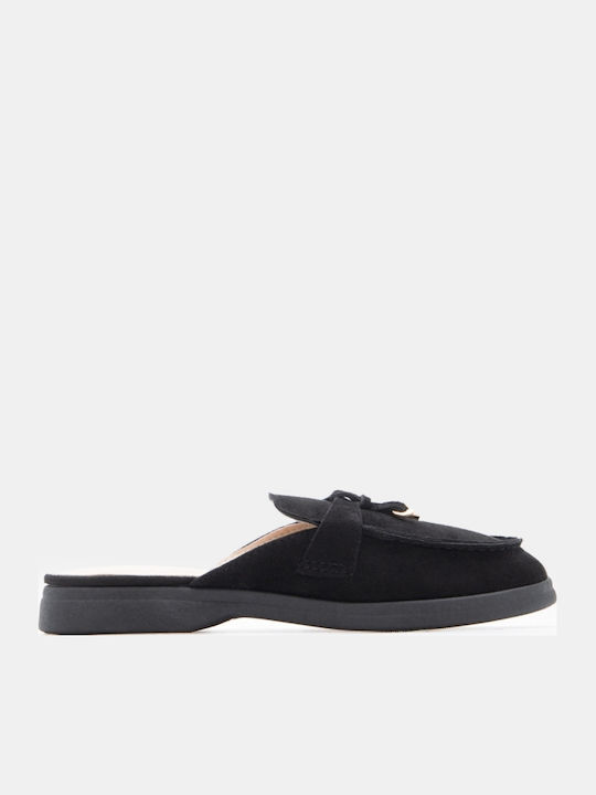 Flat Wildleder Damen Pantoletten in Schwarz Farbe