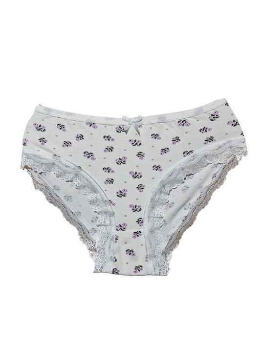1506 Baumwoll Damen-Slips MultiPack mit Spitze Mehrfarbig