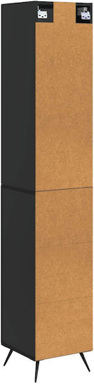 Wall Living Room Cabinet made of Wood and Metal Black 34.5x34.5x90cm