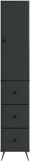 Wall Living Room Cabinet made of Wood and Metal Black 34.5x34.5x90cm