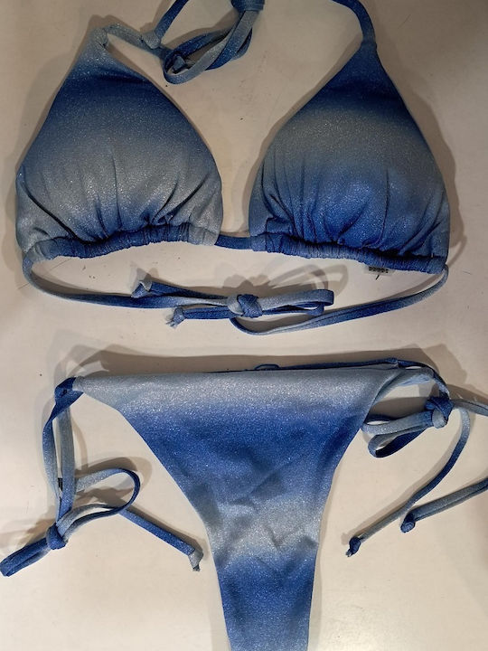 Set Bikini Τριγωνάκι & String Blue Ombré Glitter