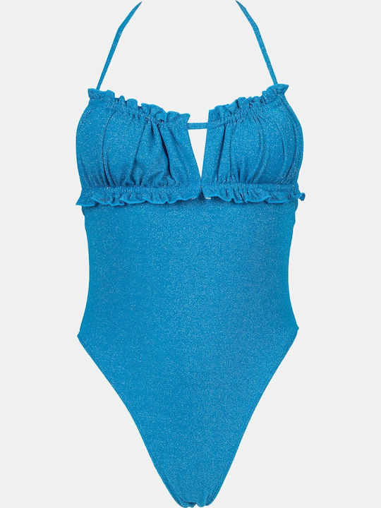 Blue One Piece Swimsuit with Removable Padding
