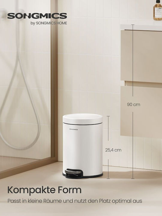 Songmics Inox Bathroom Bin 3l White