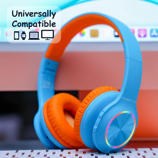 PowerLocus PLED Wireless / Wired Over Ear Headphones with 30 hours of Operation Orange