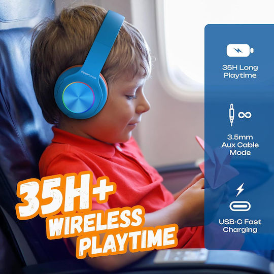 PowerLocus PLED Wireless / Wired Over Ear Headphones with 30 hours of Operation Orange