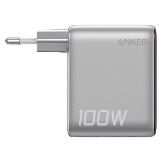 Anker Încărcător GaN cu Port USB-A și 2 Porturi USB-C și Cablu USB-C - USB-C 100W Power Delivery Argintiu (B121B)