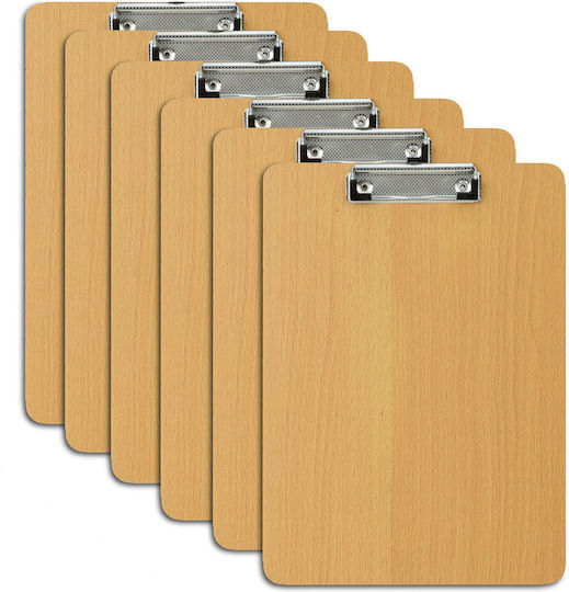 Set 6 Clipboard-uri Din Lemn Relaxdays Maro Deschis 31.5x0.5x22.5 Cm