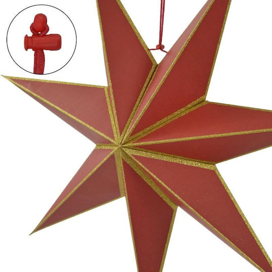 Mica Christmas Decorative Pendant Star Illuminated Paper Red 18x60cm
