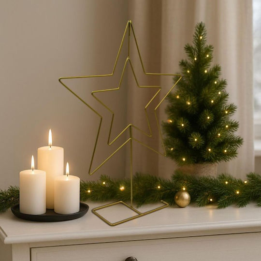 Mica Christmas Decorative Star Metal Gold 40x10x50cm